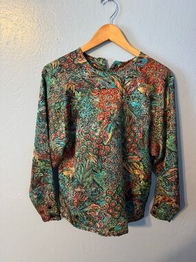 Erena by Irene Koeuig Vintage Vibrant Tropical Print Blouse - Multicolor